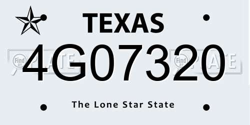 4G07320 Texas License Plate
