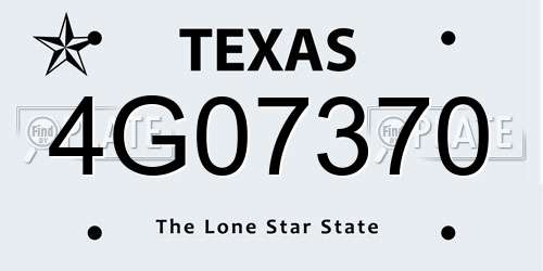 4G07370 Texas License Plate