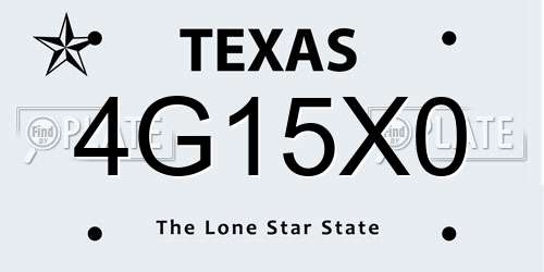4G15X0 Texas License Plate