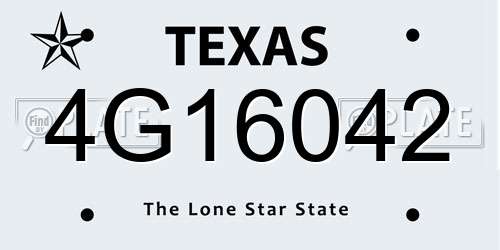 4G16042 Texas License Plate