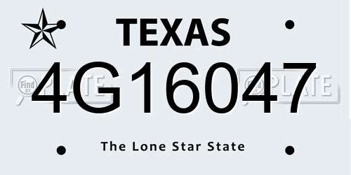 4G16047 Texas License Plate