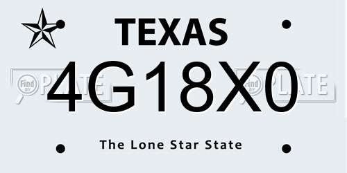 4G18X0 Texas License Plate