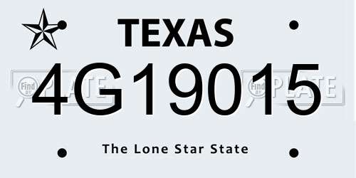 4G19015 Texas License Plate