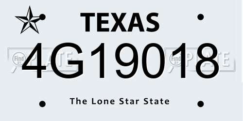 4G19018 Texas License Plate