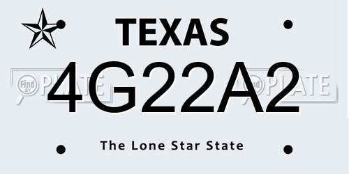 4G22A2 Texas License Plate