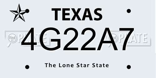 4G22A7 Texas License Plate