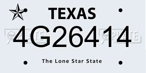 4G26414 Texas License Plate