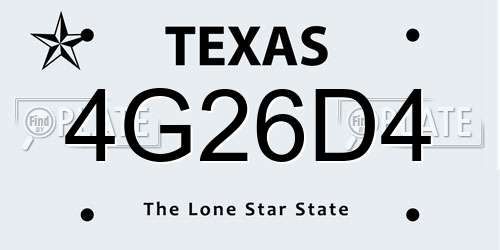 4G26D4 Texas License Plate