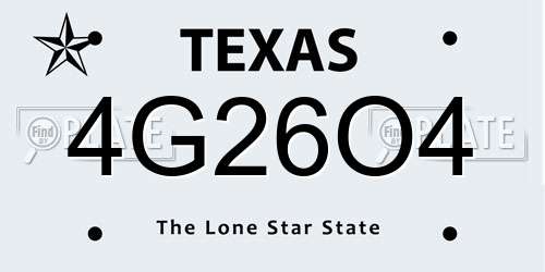 4G26O4 Texas License Plate