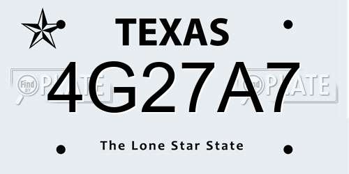 4G27A7 Texas License Plate