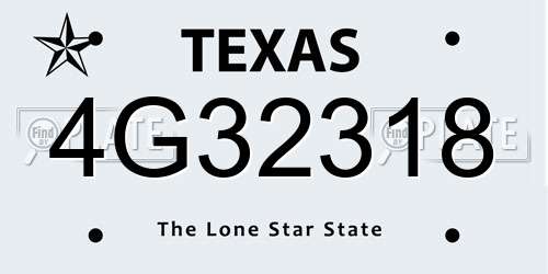 4G32318 Texas License Plate