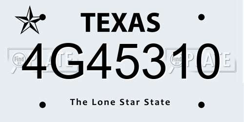 4G45310 Texas License Plate