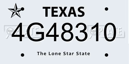 4G48310 Texas License Plate