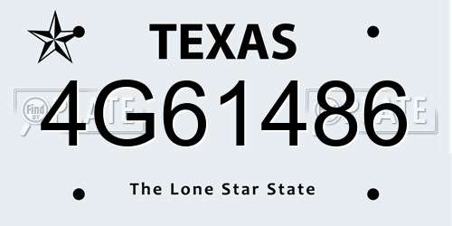 4G61486 Texas License Plate