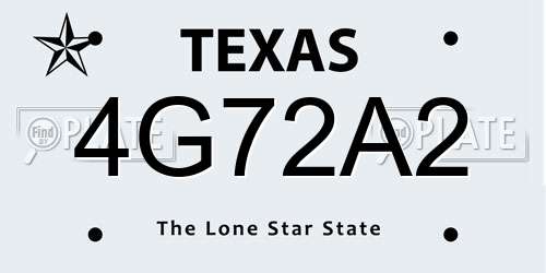 4G72A2 Texas License Plate