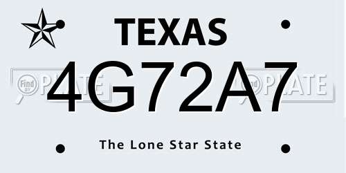 4G72A7 Texas License Plate