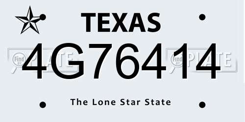 4G76414 Texas License Plate