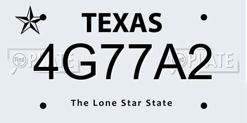 4G77A2 Texas License Plate