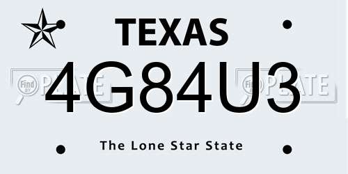 4G84U3 Texas License Plate