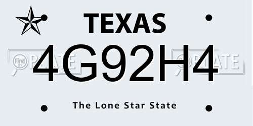 4G92H4 Texas License Plate