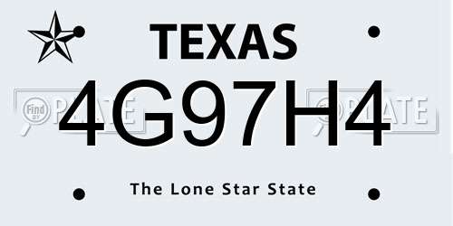 4G97H4 Texas License Plate