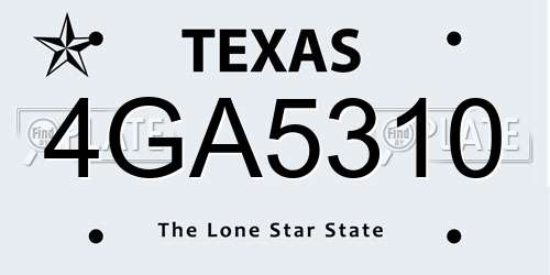 4GA5310 Texas License Plate