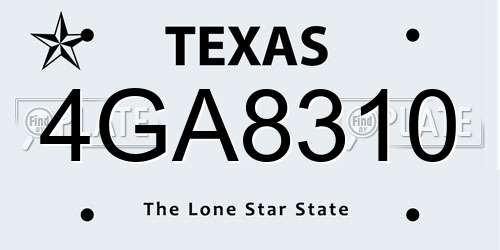 4GA8310 Texas License Plate
