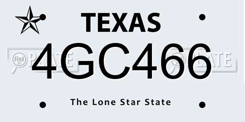 4GC466 Texas License Plate
