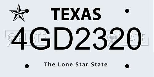 4GD2320 Texas License Plate