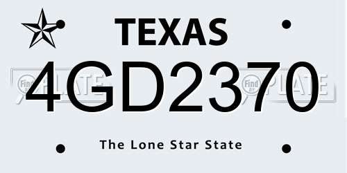 4GD2370 Texas License Plate