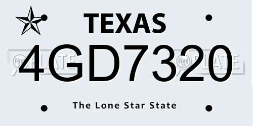 4GD7320 Texas License Plate