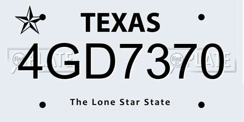 4GD7370 Texas License Plate