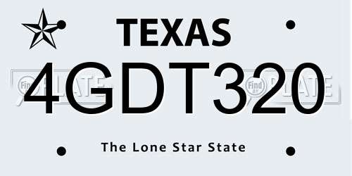 4GDT320 Texas License Plate