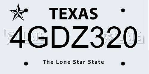 4GDZ320 Texas License Plate