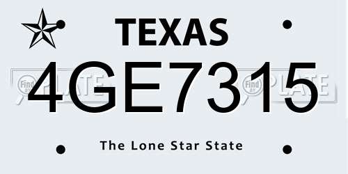 4GE7315 Texas License Plate