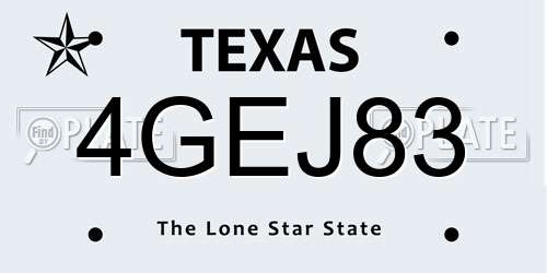 4GEJ83 Texas License Plate