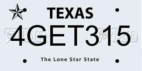 4GET315 Texas License Plate