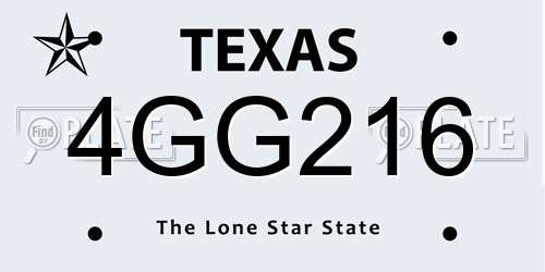 4GG216 Texas License Plate