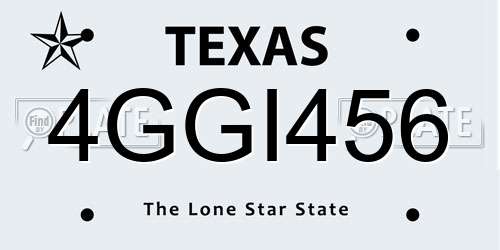 4GGI456 Texas License Plate