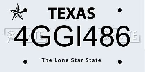 4GGI486 Texas License Plate