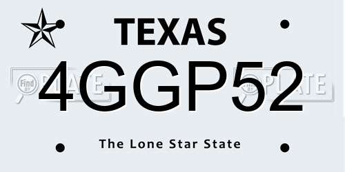 4GGP52 Texas License Plate
