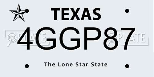 4GGP87 Texas License Plate