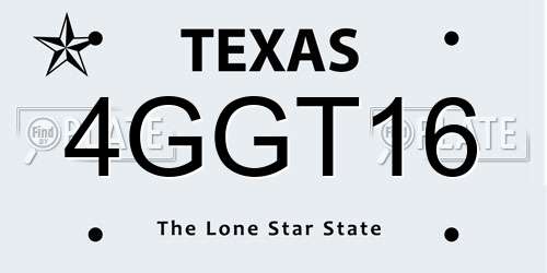 4GGT16 Texas License Plate