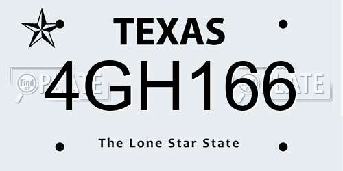 4GH166 Texas License Plate