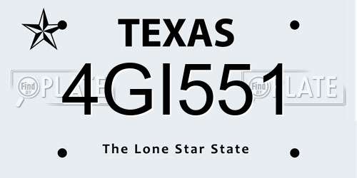4GI551 Texas License Plate