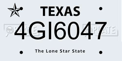 4GI6047 Texas License Plate