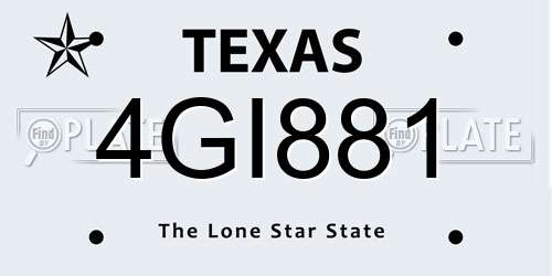 4GI881 Texas License Plate