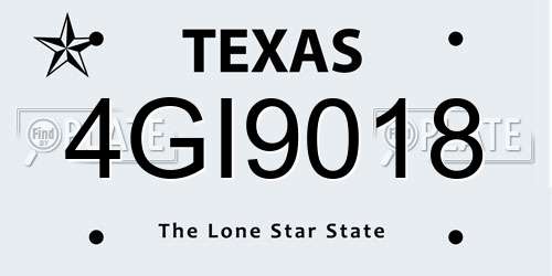 4GI9018 Texas License Plate