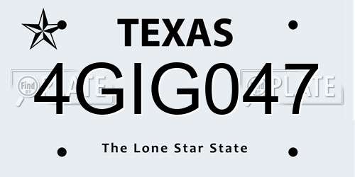 4GIG047 Texas License Plate