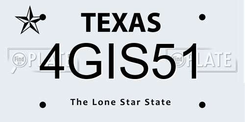 4GIS51 Texas License Plate